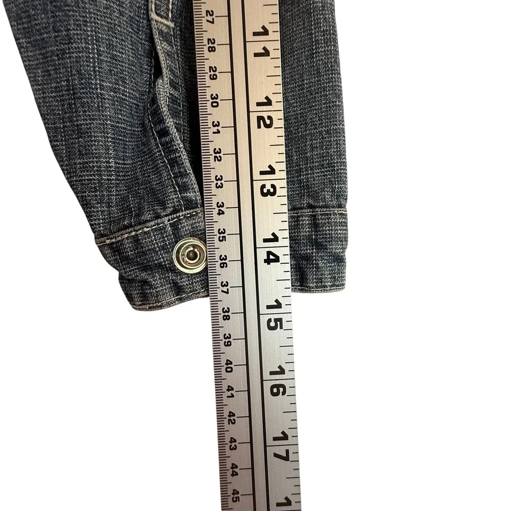 Radio Flyer Denim Jacket Kids SZ 6 Blue Long Sleeve Logo Patch Snap Front